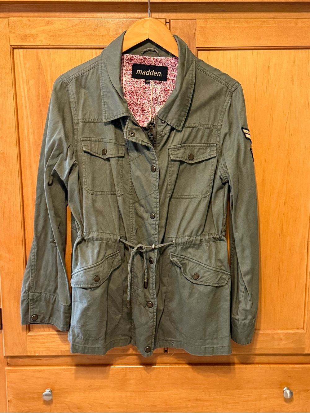 Madden Olive Green Utility Jacket with Drawstring Waist